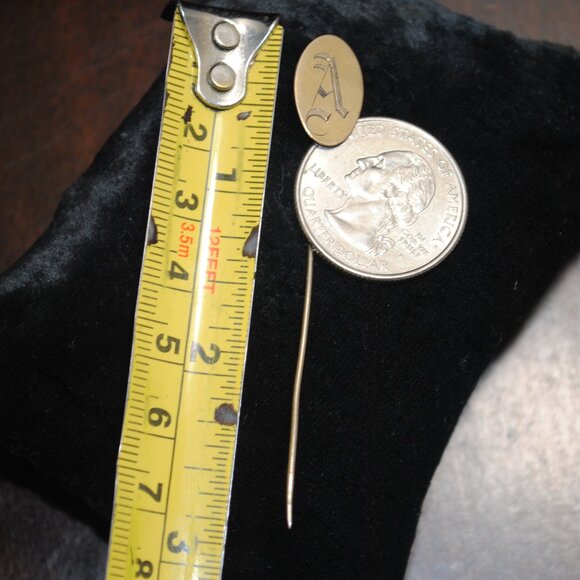 Antique Engraved "A" Initial Stick Pin - Picture 6 of 6